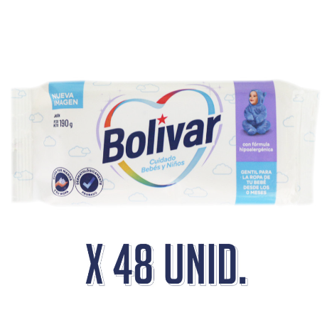 JABON BOLIVAR CUIDADO BEBES Y NIÑOS X 190 GR X 48 UN