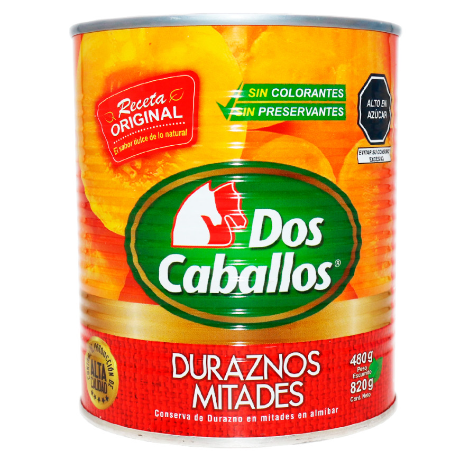 DURAZNOS DOS CABALLOS LATA X 820 GR