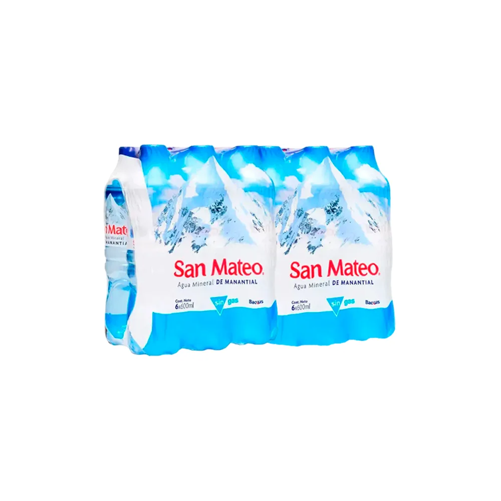 Agua Mineral SAN MATEO sin gas Botella x 600 ml