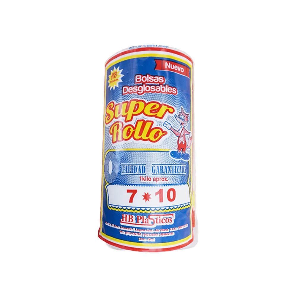 Bolsa de Polietileno Desglosable SUPER ROLLO 7 X 10
