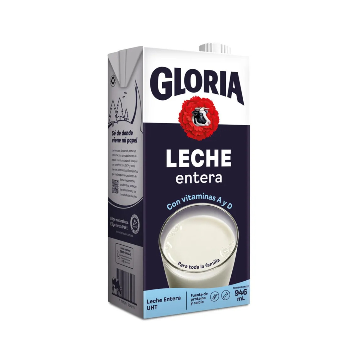 LECHE ENTERA UHT GLORIA CAJA 12 X 946 ML