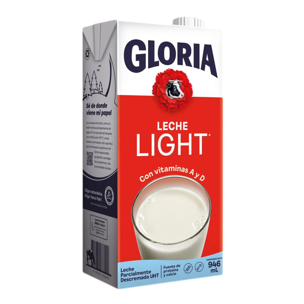 LECHE FRESCA LIGHT UHT GLORIA CAJA 12 X 946 ML