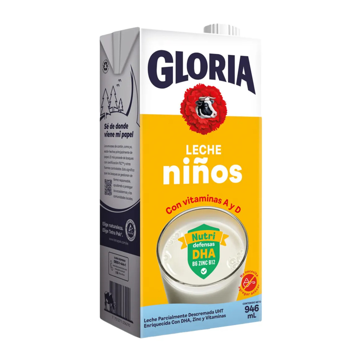 Leche GLORIA UHT Niños 1 a 5 años Caja x 946 ML
