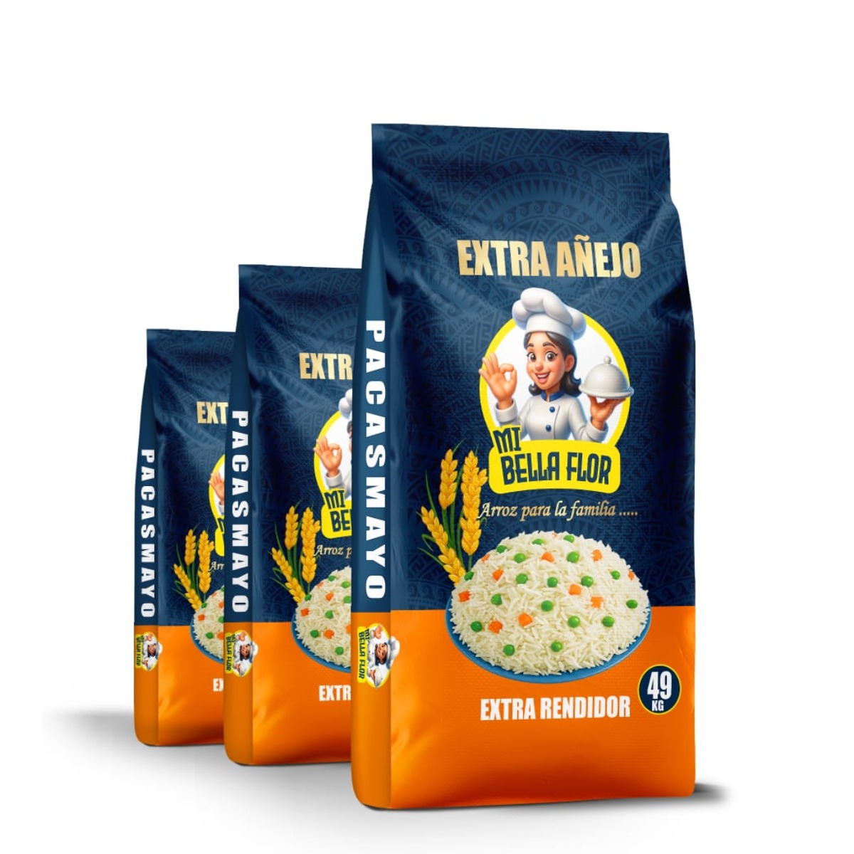 ARROZ EXTRA AÑEJO MI BELLA FLOR SACO X 49 KG